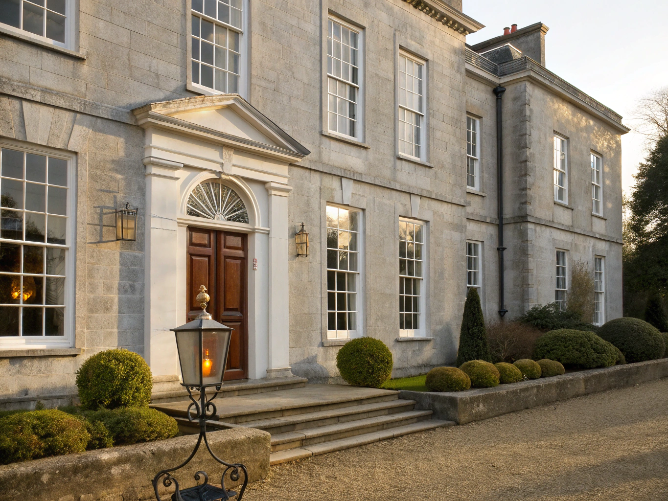 Restored brick country home with manicured grounds and heritage sash windows in Hertfordshire